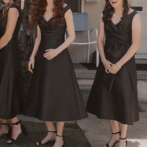 Alfred Sung size 0 Black Satin Twill off shoulder midi dress